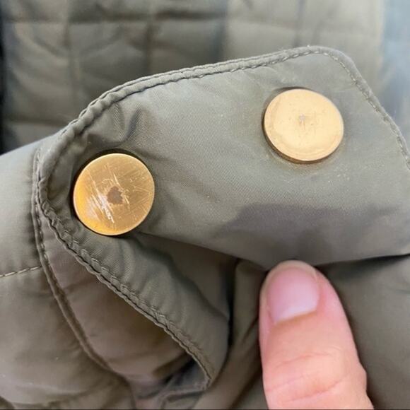 Talbots Petites Down Filled Olive Green Puffer Chore Coat Sz SP Outdoors Winter - Picture 5 of 7
